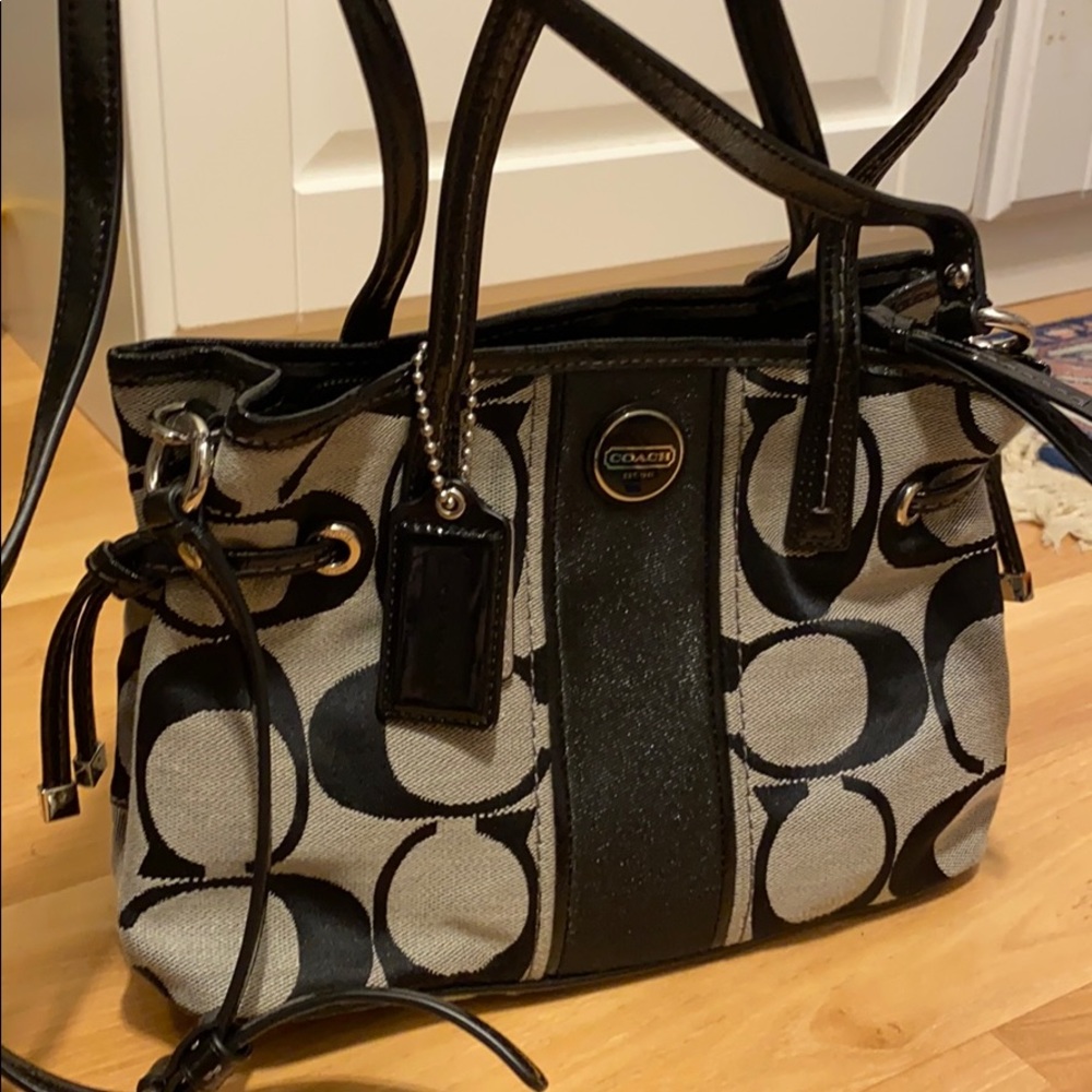 Coach black mini tote